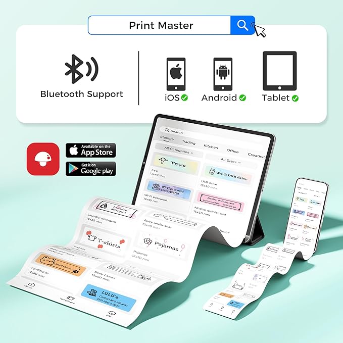 Label Maker, Bluetooth Label Makers Compatible with Phone, Label Maker Machine with Tape, Mini Label Maker for Family School, Label Machine with Lots of Style Templates Easy to Use-DeskLoop Office