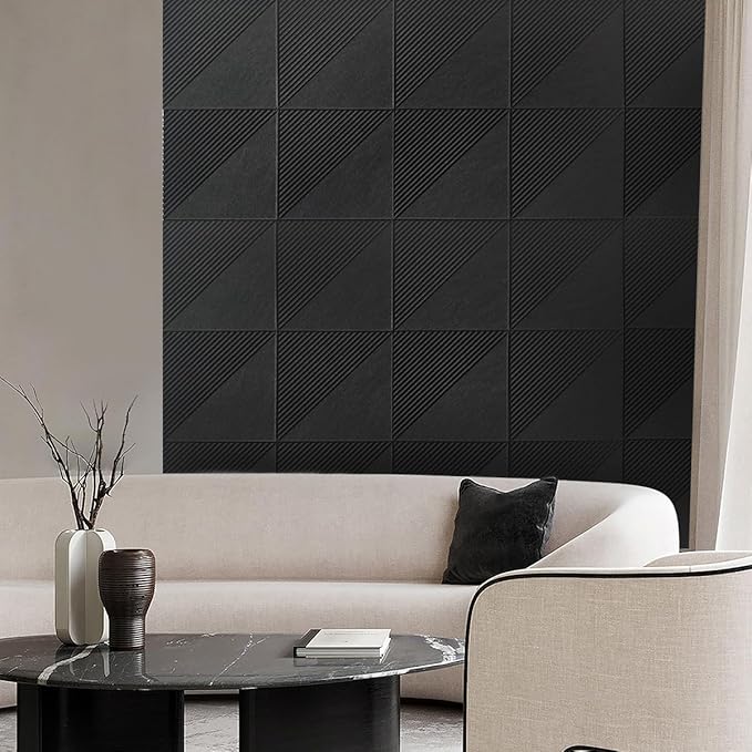 Large Cork Board for Walls 48"x 36", 12 Pack Felt Wall Tiles with Safe Removable Adhesive Tabs, Cork Board for Office,Pinboard Bulletin Board - Black-DeskLoop Office
