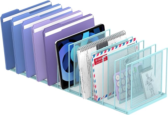 File Organizer for Desk, 11-Section Vertical File Sorter, Paper Holder by JMHUD
