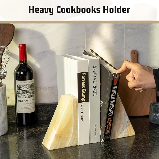 Marble Bookend for Heavy Books, Decorative Bookends for Shelves, Durable and - Image 5