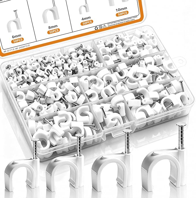mankk 200PCS Cable Clips Nail in Cable Clips Wire Clips 4/6/8/10mm Round by mankk