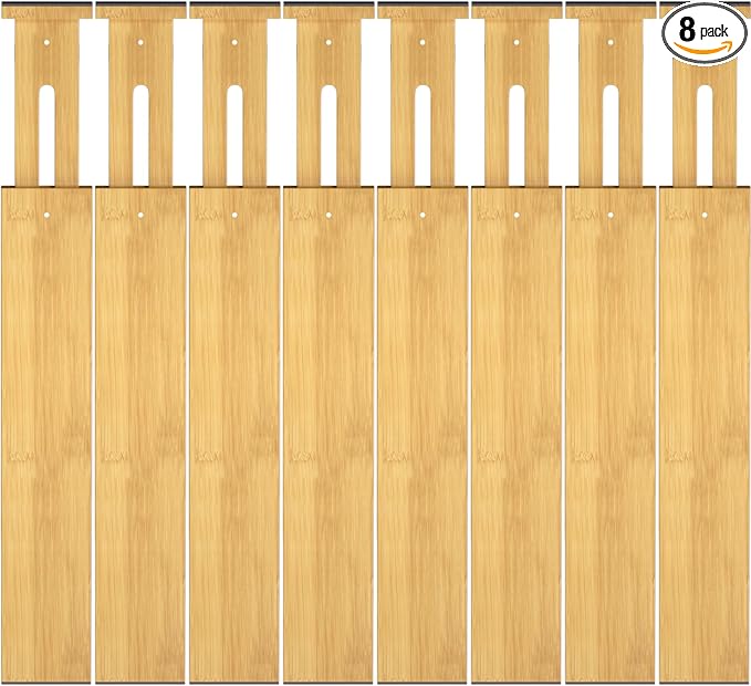Bamboo Drawer Dividers, 17-22" Adjustable Kitchen Drawer Organizer by Ryqtop