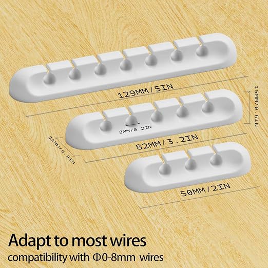 Apromisith USB Cable Organizer Clips Cord Holder, 10 Packs White Self Adhesive - Image 2