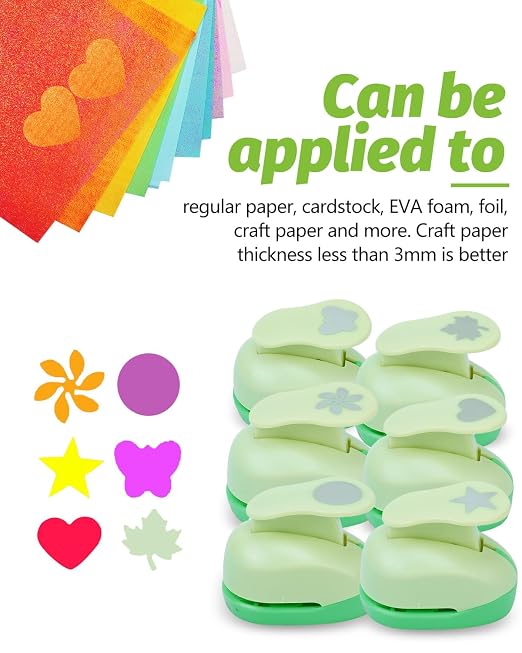 UCEC Paper Punches for Crafting, Circle Heart Star Shapes Puncher Scissors Sets - Image 4