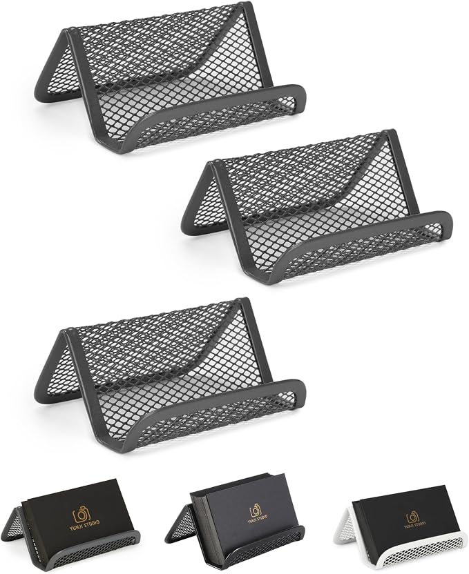 Mr. Pen- Metal Mesh Business Card Holders, 3 Pack, and Business Use, Flat and by MrPen