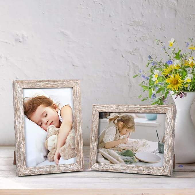Giftgarden 5x7 Picture Frame Distressed Beige White Set of 12 - Image 2