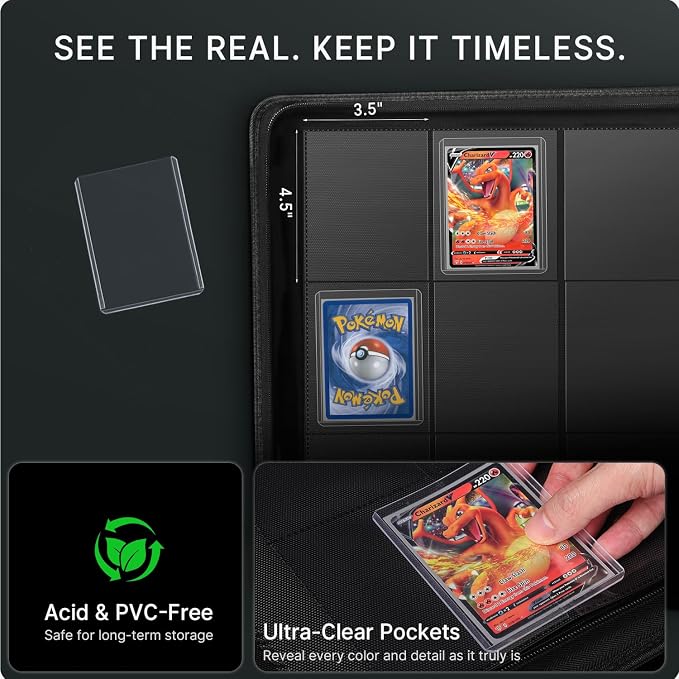 Foluck 9 Pocket Top Loader Binder Trading Card Binder Holds 252 Toploaders | - Image 4