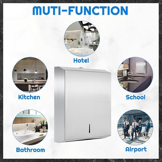 4 Pcs Commercial Sanitary Napkin Receptacle and Paper Towel Dispenser Set Include 1 Wall Mounted Tampon Holder and 1 Stainless Steel Paper Towel Holder (500 ml,Style 2)-DeskLoop Office