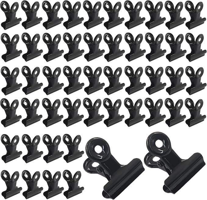 50 Pack Antique Black Bulldog Clips - 22mm Small Metal Paper Clips Clamps by Unknown