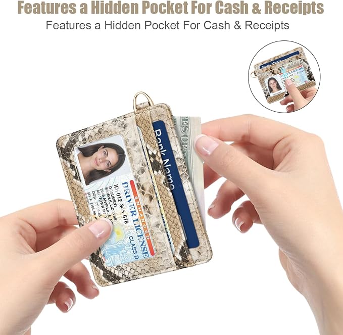 Slim Credit Card Holder Vegan Snake Skin Wallet Women Thin Wallets RFID - Image 5