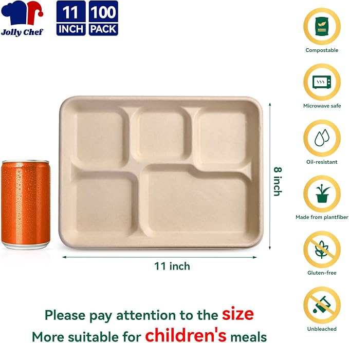 JOLLY CHEF Compostable  Compartment  *   Paper Plates Heavy - Image 2