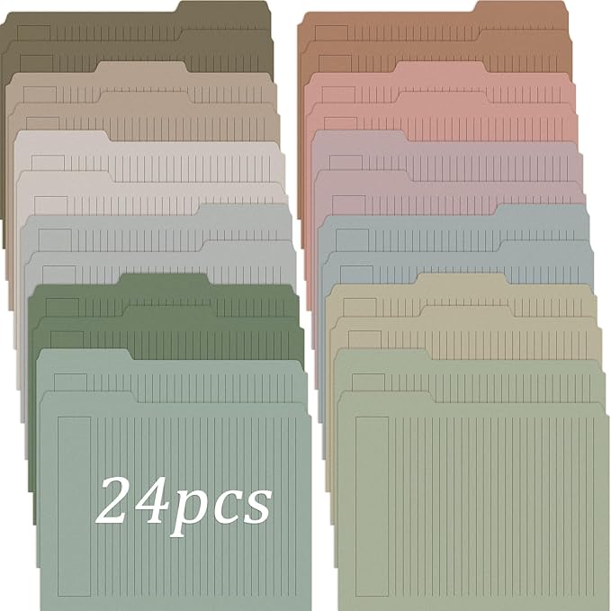 Cholemy 24 Pack Manila Lined Decorative File Folders, Letter Size, 1/3 Cut Tab by Cholemy
