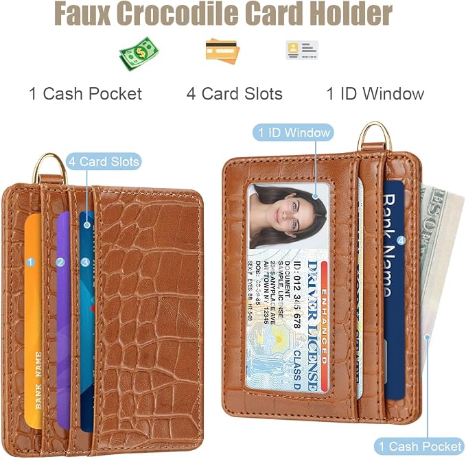 Slim Credit Card Holder Crocodile Wallet Women Thin Alligator Wallets RFID - Image 2