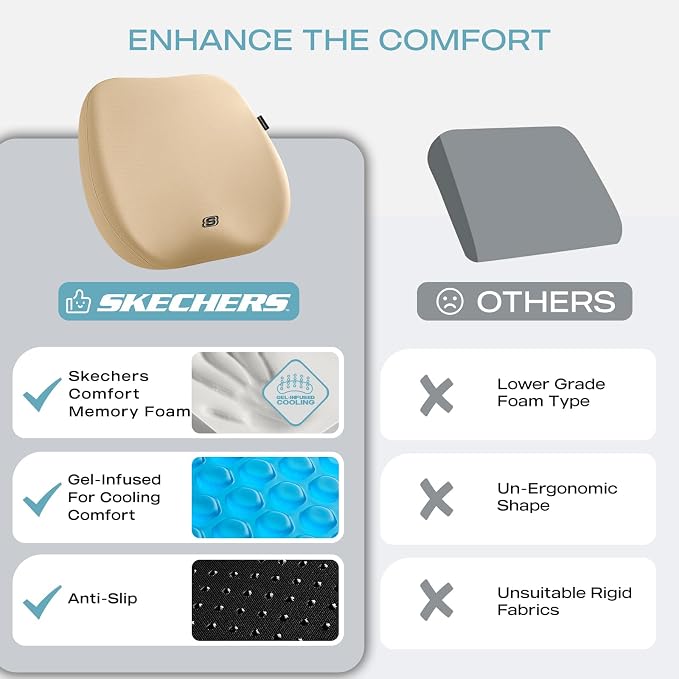 Skechers Seat Cushion Premium Gel & Memory Foam-Office Chair Cushion - Image 5