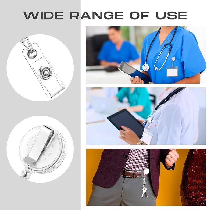 Zonon 30 Pcs Retractable Badge Reel Clips ID Card Holder Reel - Image 3