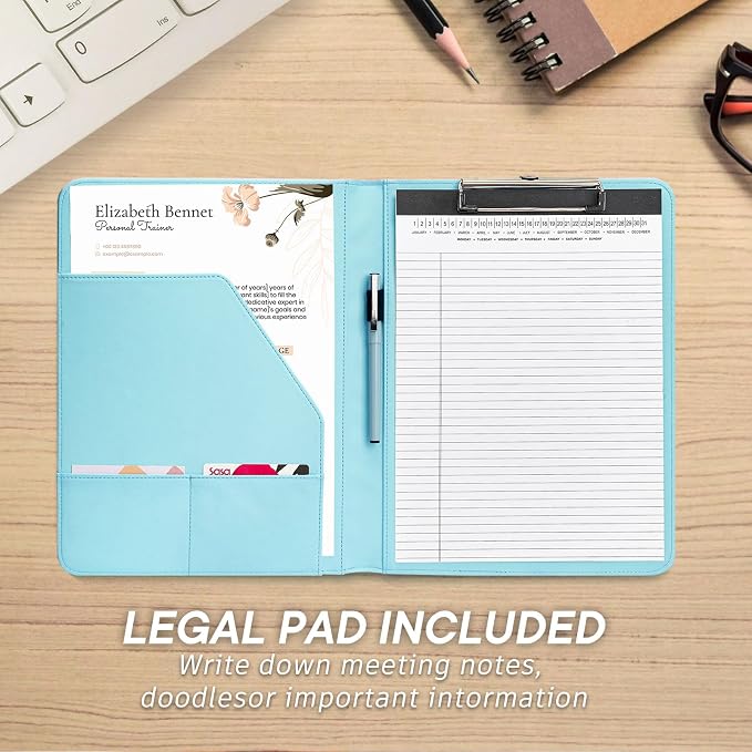 Professional Padfolio with Clipboard, Faux Leather Portfolio Folder Binder - Image 5