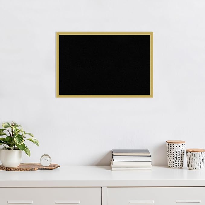 Amanti Art Black Cork Board for Wall, 17x25 Vision Board with Gold Wood Frame, Medium Corkboard Office Decor for Home Organization, Modern Contemporary Corkboard Pinboard to display items for home-DeskLoop Office