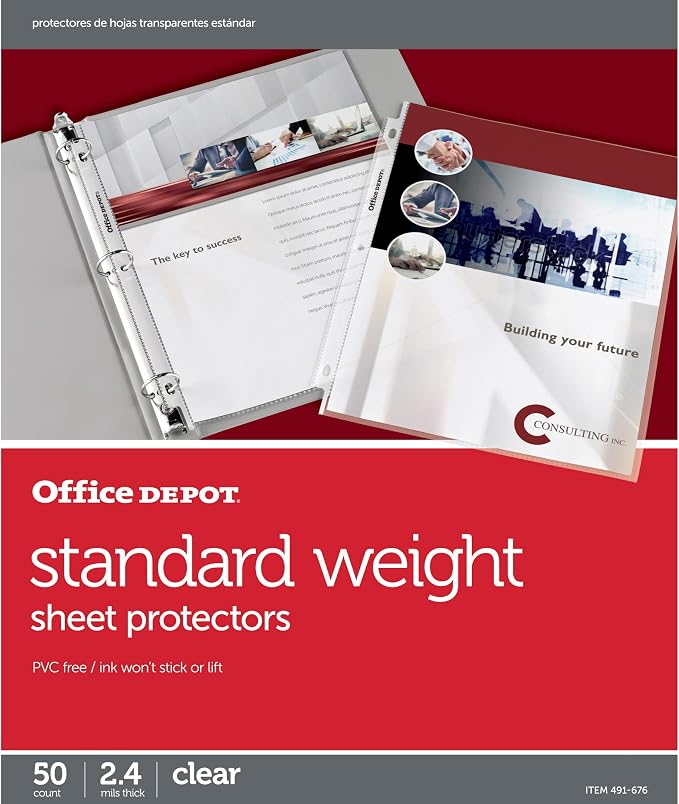 Office Depot Standard Weight Sheet Protectors, 8 1/2in. x 11in. by Office+Depot