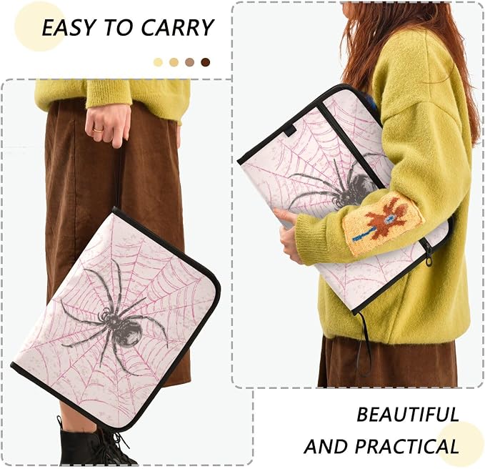 Black Spider on Pink Web Accordion File Organizer Expanding Document Folder - Image 4