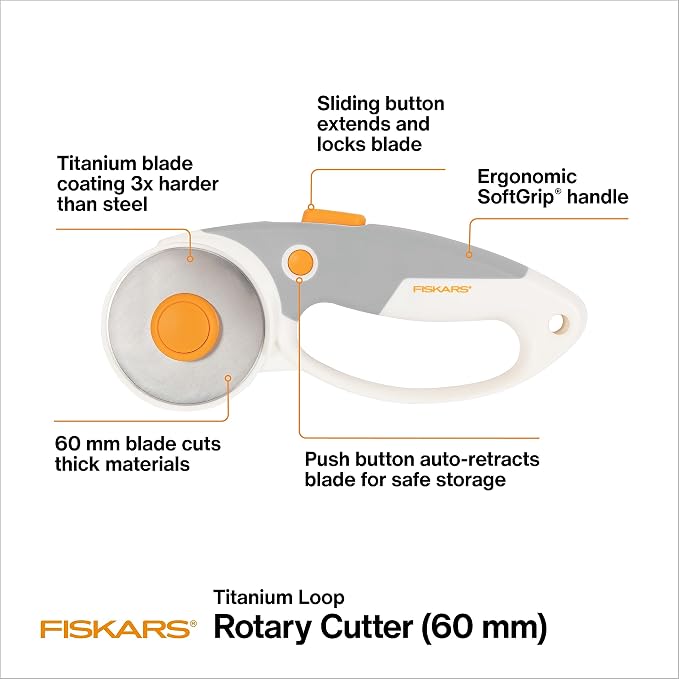 Fiskars 60mm Rotary Cutter for Fabric - Image 2