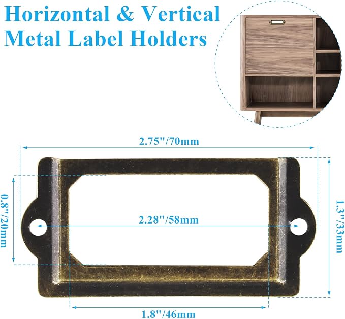 30pcs Metal Label Holder, Retro Bronze Metal Library Tags, File Drawer Label - Image 2