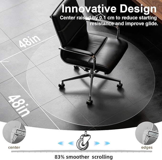 Clear Chair Mat for Hard Floor, Round | Durable Thick PVC, Anti-slip Grip - Image 4