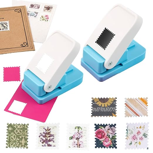 BAOFALI 2Pcs/Set 1X0.8inch Rectangular Postage Stamp Punch, Scalloped Rectangle by BAOFALI