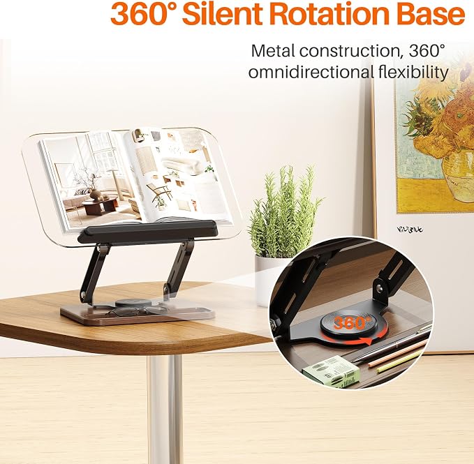 BYMECOST Acrylic Book Stand for Reading, 360°Rotating Book Holder - Image 5