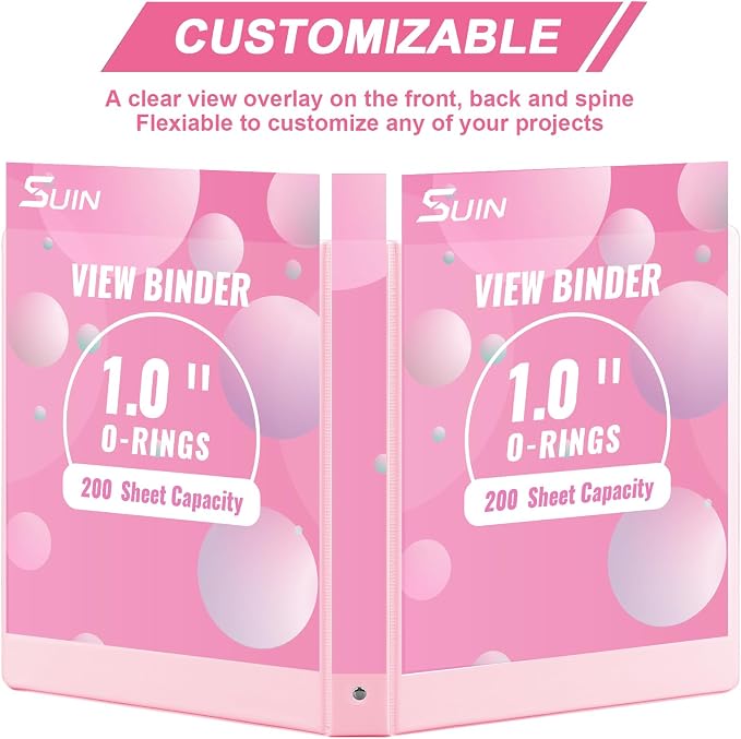 SUIN 1-inch 3 Ring Binder with 2 Interior Pockets, and School Use, 6 Pack - Image 4