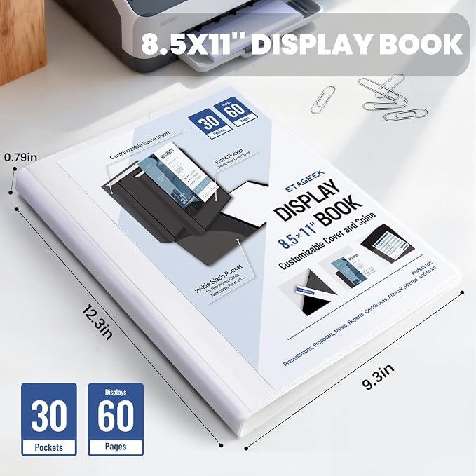 STAGEEK 30-Pocket Portfolio Binder Display 60 Pages, 8.5x11 Binder - Image 2