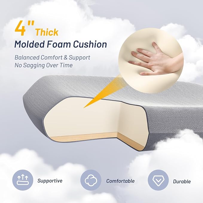 Office Chair for Long Hours & Back Pain Relief – 4" Molded Foam Cushion - Image 5