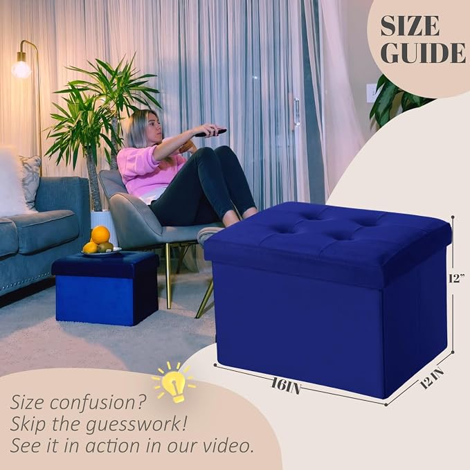 LINMAGCO Small Velvet Ottoman - Image 2