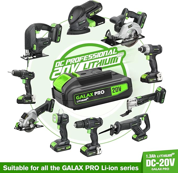 GALAX PRO Cordless Reciprocating Saw with 20V 2.0Ah battery, 0-3000RPM Variable Speed Power Reciprocating Saws with 7/8" Stroke Length,5pcs Zallsaw Blade for thin wooden board, soft metal Cutting-DeskLoop Office
