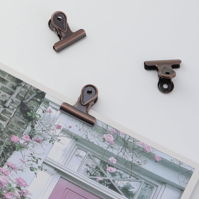 Xiaoyztan Mini Clips, 30mm Wide Red Bronze Bulldog Clips Paper Clip Binder Bull - Image 5