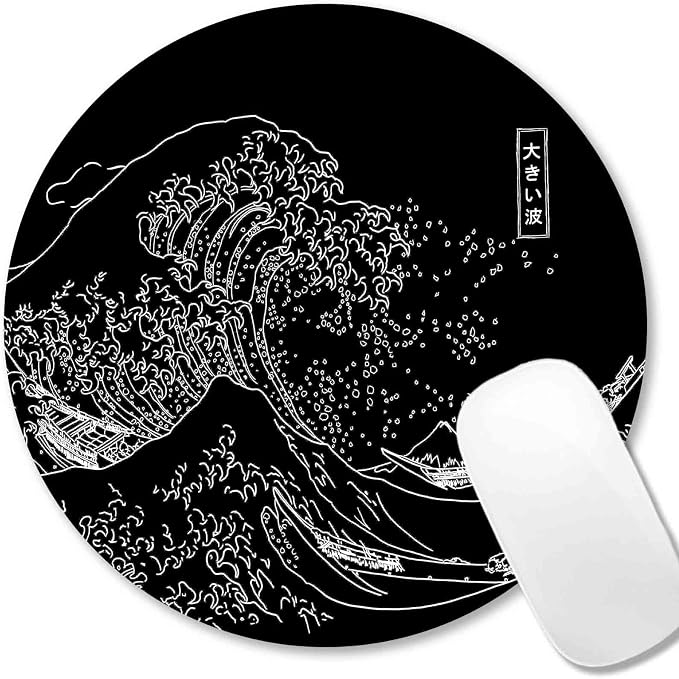 IMAYONDIA Japanese Great Wave Mouse Pad Small, Kanagawa Round Mousepad by IMAYONDIA