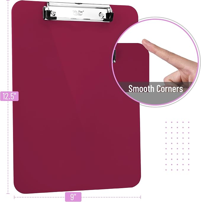 Mr. Pen- Plastic Clipboard, 12.5” x 9”, Dark Red Clipboard Plastic | - Image 2