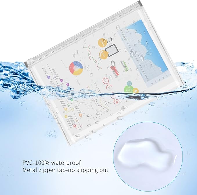 FYY 5PCS Plastic Envelopes, A5 Size Poly Zip Envelopes File Folders, - Image 3