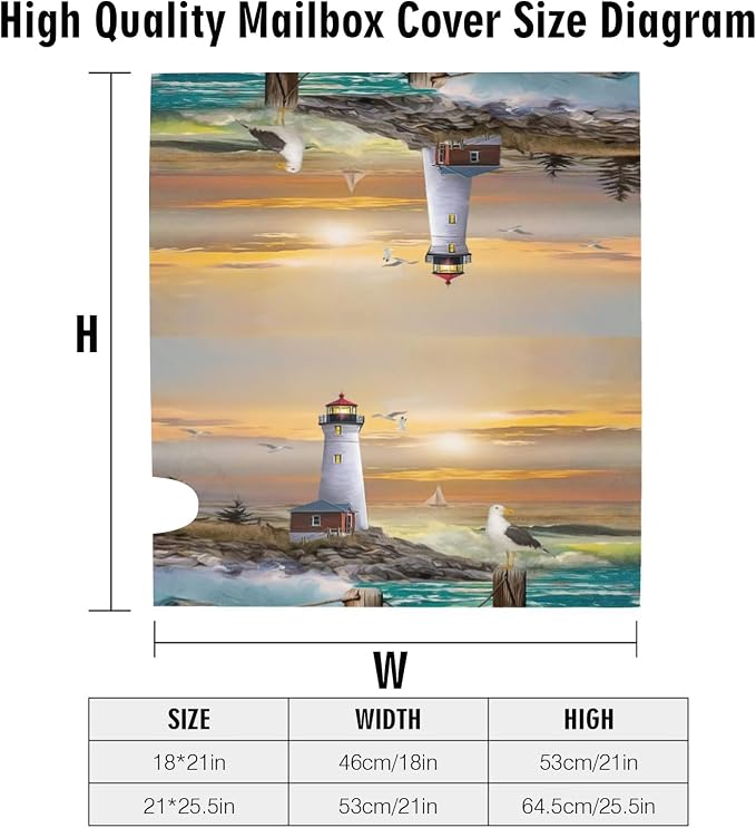 Lighthouse Mailbox Cover, Outdoor Magnetic Mail Cover Letter Post Box, 25.5x21 - Image 6