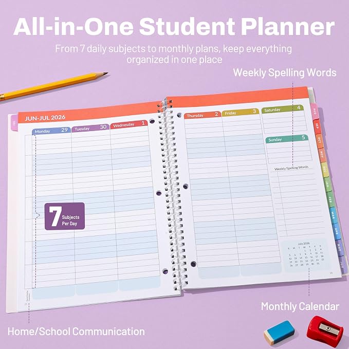 SUNEE Elementary Student Planner 2026-2027, Academic Year Jul. 2026 - Image 3