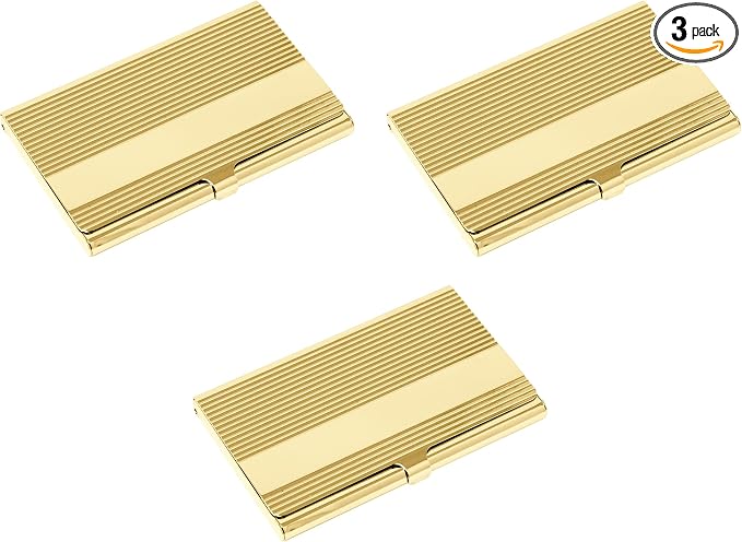 Stephanie Imports Set of 3 Slim & Minimalist Metal Business Card Holder Unisex by Stephanie+Imports