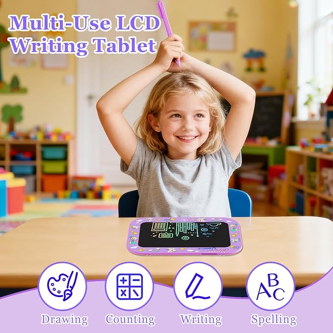 LCD Writing Tablet for Kids, 12Inch Colorful Reusable Erasable Electronic - Image 2