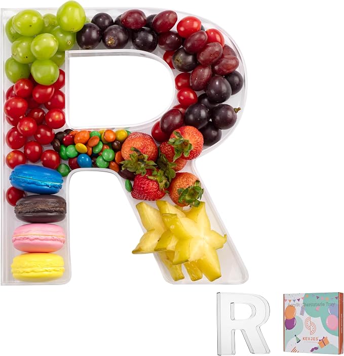11" Clear Acrylic Letter & Number Charcuterie Tray-Reusable Fillable Alphabet by kevjes