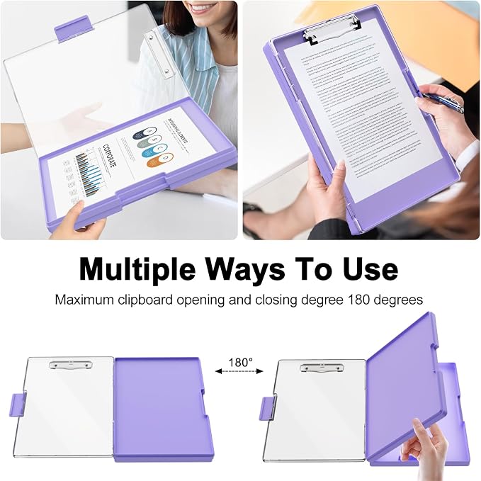 Piasoenc Clipboard with Storage, 8.5 x 11 Clip Boards with 2 Storage, Folio & - Image 3