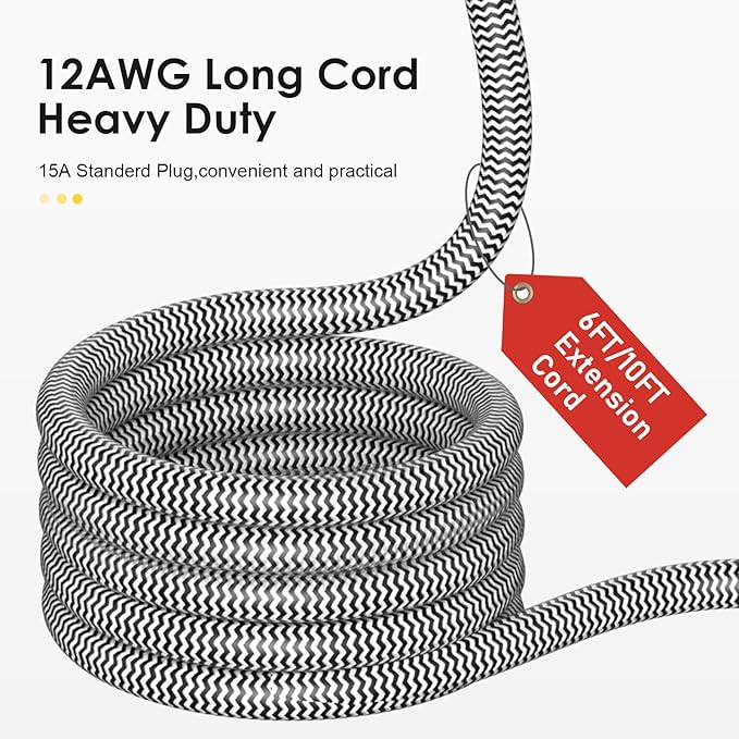 20Amp Power Strip Surge Protector, Durable Metal 8-Outlets with Heavy Duty 20 amp 10Ft 12 Gauge Extension Cord for Garage Workshop & Industrial Use, 1200J-DeskLoop Office