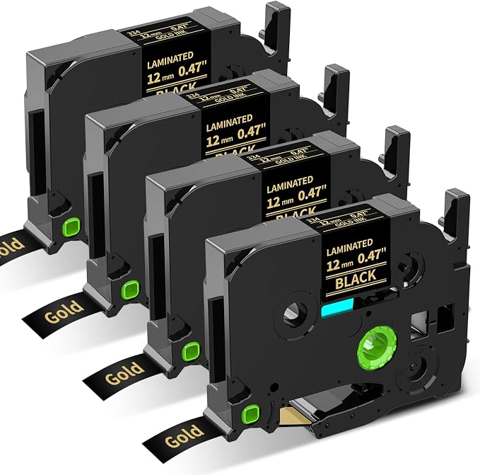 Replacement for Brother P Touch Label Tape Gold on Black TZe-334 TZe334 TZe TZ by Labelife