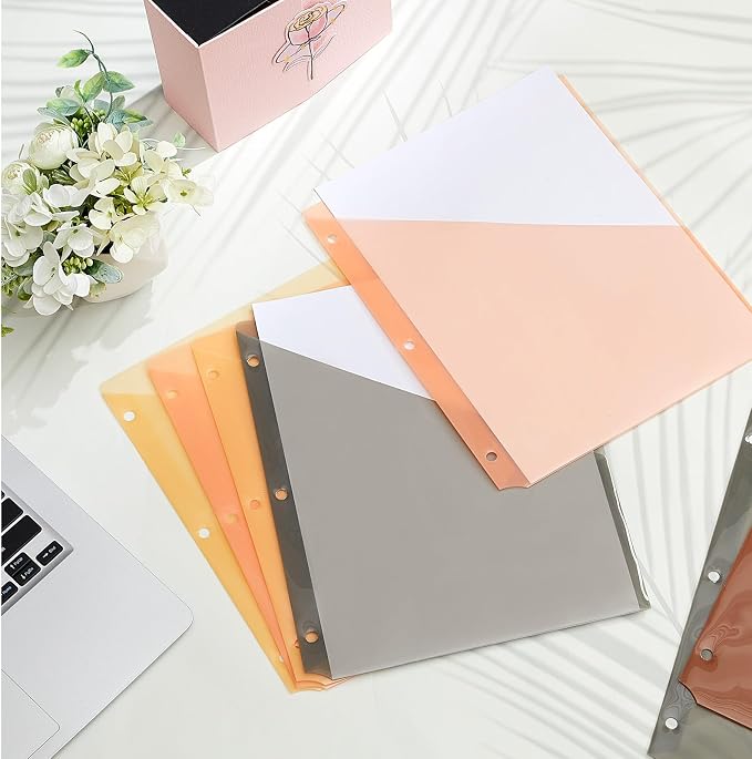 Maitys 50 Pack Binder Pockets 3 Hole Punch Clear Plastic Document Folders - Image 5