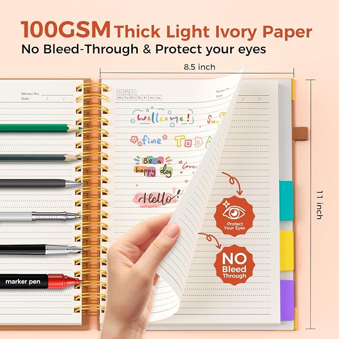 XYark A4 Hardcover Spiral Notebook, 8.5"x11" College Ruled Notebooks - Image 4
