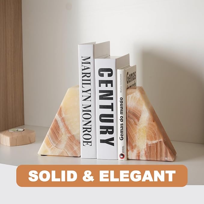 Marble Bookend for Heavy Books, Decorative Bookends for Shelves, Durable and - Image 7
