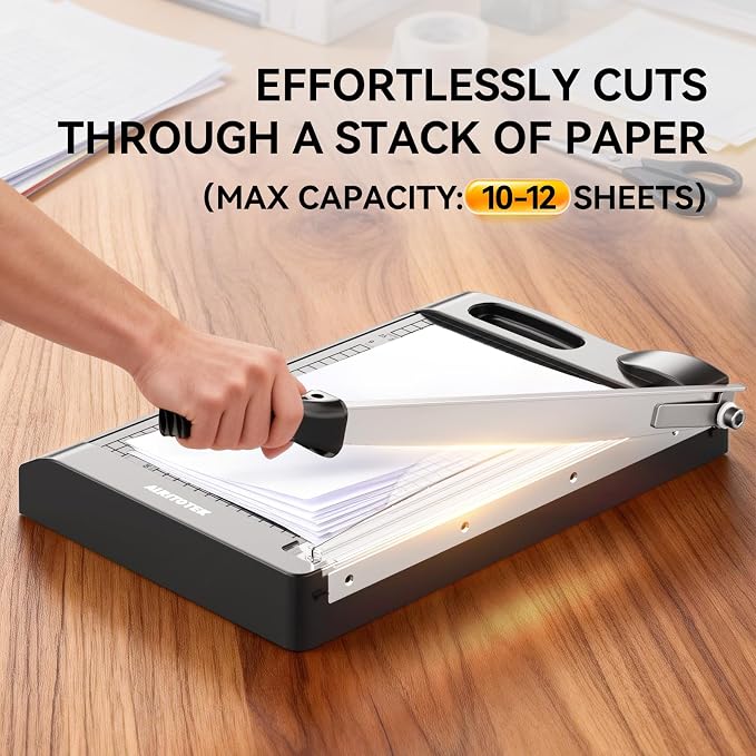 ALRITOTEK 3 in 1 Heavy Duty Paper Cutter, 12 inch Guillotine Paper Trimmer - Image 6
