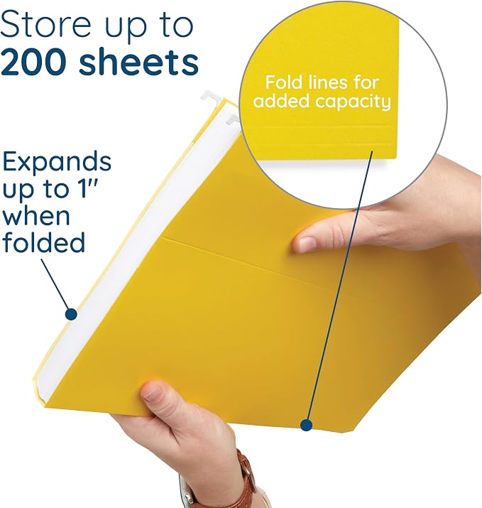 25 Blue Summit Supplies Yellow Legal Size Hanging File Folders - Image 4